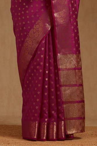 Soch Womens Fuchsia Art Silk Floral Zari Woven Saree