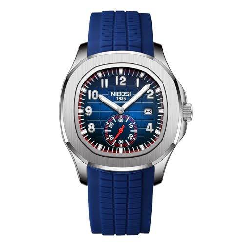 NIBOSI Watches For Men Fashion Business Casual Men's Watch Waterproof Chronograph Date Men Wrist Watch Stainless Steel Strap, Dial_Black