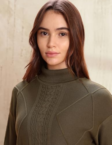 U.S. POLO ASSN. Patterned Knit Regular Fit Sweater (UWAW25SWE171_Green_M)