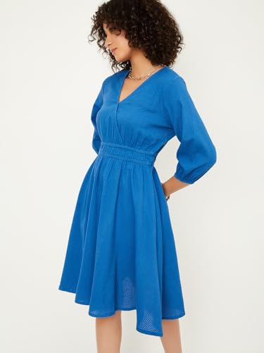 Max Women's Polyester Classic Midi Dress (OR51006B_Dark Blue