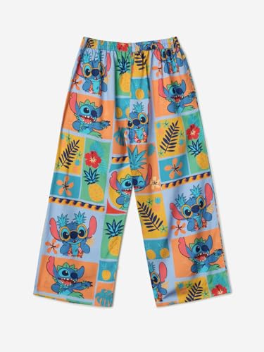 The Souled Store Lilo & Stitch: Pineapple Girls Buttoned Multicolour All Over Printed Straight Fit Cotton Pants (2-8 Yrs)