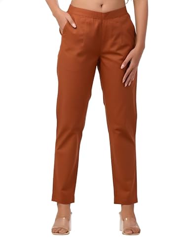 Cotton Trouser Pants for Women Regular Fit Solid Airy Linen Kurti Pant Casual Formal Office Use