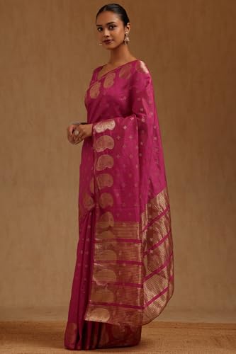 Soch Womens Fuchsia Art Silk Zari Woven Saree