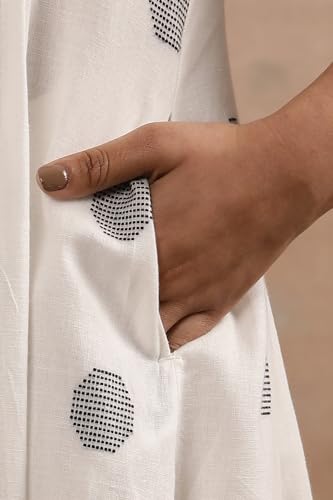 W Women White Polka Print Cotton Flarred Dress_24FEW11081-313884_L