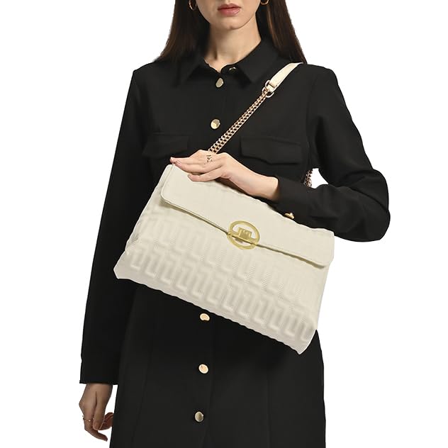 Lavie Luxe Women's Eden25 Large Solid Flap Satchel Handbag for Women | Satchel Bag for Work | Ladies purse | Stylish Shoulder Bag | Ladies Gift