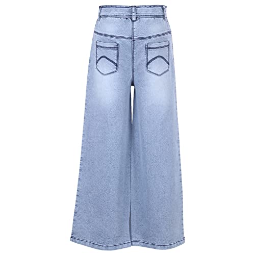Cutecumber Girls Stretch Fit Blue Denim Jeans Adjustable Fit Premium Soft Fabric Durable Smart Casual School Outdoor All Season Comfortable Fashion Bottom Wear for Baby Girls & Kid Age 1-15 Yrs