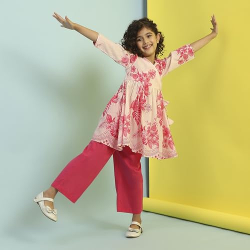 Biba Girl's Cotton Kurta Set (KWPLMP6436SS25CRM_Cream