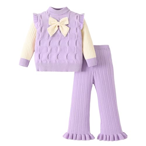 Hopscotch Girls Lavender Full Sleeves 2-Pc Bow Applique Pants Set For Age (4-5 Years)