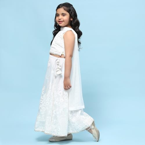 BIBA Girls PRINTED STRAIGHT KID(KWWHITE BLOOMS5769_WHITE_15)
