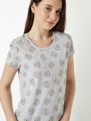 Max Women Printed PJ Set (Grey_XL)
