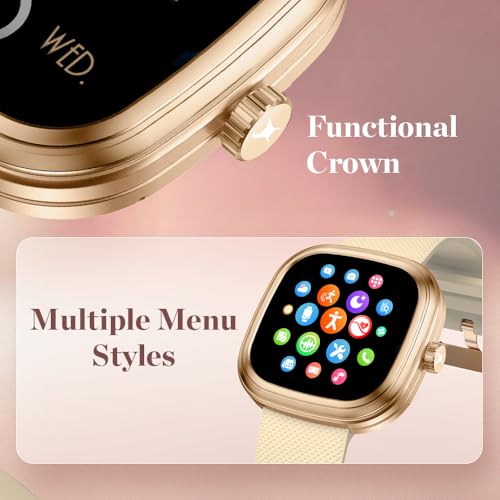 Fastrack Ryz Smart Watch for Women, 1.72” Super Ultra VU Display, Dynamic 60Hz Refresh Rate, AI Voice, Functional Crown, 1ATM, BT Calling, HRM, SpO2 & Multiple Menu Styles, 24/7 Health Suite - Black