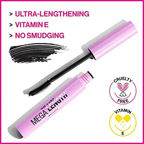 Wet n Wild Mega Length Mascara, Lengthening and Defining Mascara, with Precision Comb Brush and Moisturizing Formula for an Increased Definition and Longer-looking Lashes, Very Black 0.21 Ounce