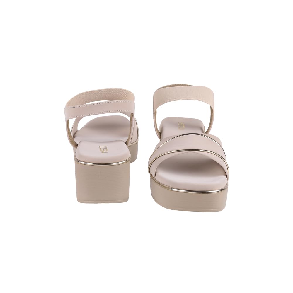 Metro Women Beige Wedge Heel Comfort Fashion Backstrap Sandal UK/6 EU/39 (34-313)