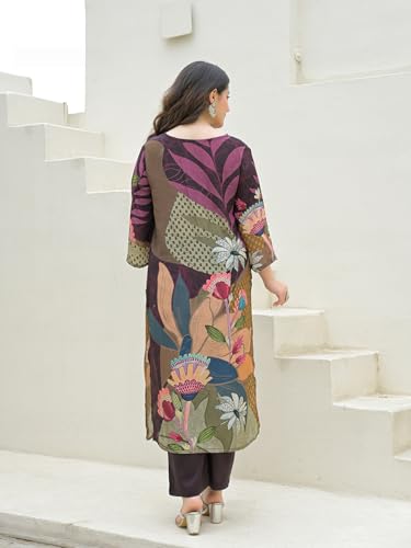 Divena Purple Pure Crepe Digital Print Kurta Pant Set with Dupatta-DK2177