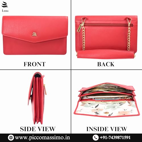 Lona Premium Minimalist Leather Clutch – Envelope Silhouette with Subtle Chain Detailing for Modern Elegance