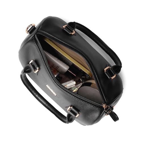 Fastrack Women Carryall Satchel with Top Handles and Adjustable Shoulder Strap - Stylish Barrel Bag with Secure Zip Closure for Everyday Use, Black