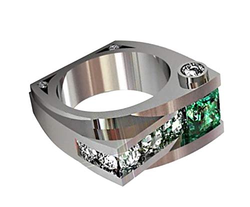 RUVEE The American Diamond Line Metal and American Diamond Alloy Ring for Women & Girls (Green)