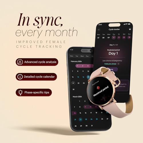 Noise Diva 2 Fashion Smart Watch for Women - Sleekest Dial, 36mm AMOLED Display, Snug Fit, Improved Female Cycle Tracker, BT Calling, Sleep Tracking, AI Voice Assistant, Password Protection(Rose Pink)