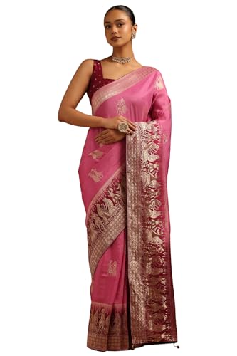 Soch Womens Lavender Dola Silk Ethnic Motifs Zari Woven Saree