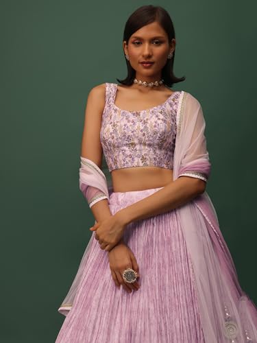 Zeel Clothing Digital Print Mirror Hand Work Georgette Lehenga Choli with Dupatta (5100-Pink-Wedding-Stylish-Lehenga-Choli; Free Size)