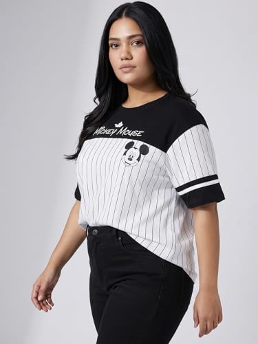 Max URB_N Women Mickey Mouse Oversized T-Shirt (White_L)