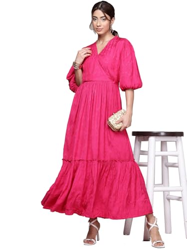 Aarke Ritu Kumar Fushia Oryn Solid Long Dress