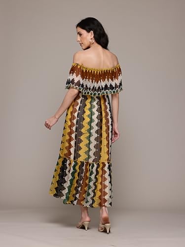 Label RITU KUMAR Multi Color Auriane Off-Shoulder Long Dress