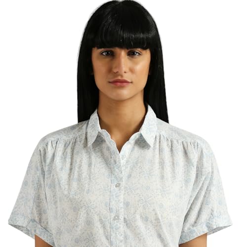 Pepe Jeans Women's Floral Relaxed Fit Shirt (PL304901_Blue