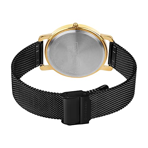 Giordano Wired Collection Analog Slim Watch for Man with Black Dial and Black Metal Mesh Strap Wrist Watches for Men, with Classy Wired Mesh Band - GD4057-22