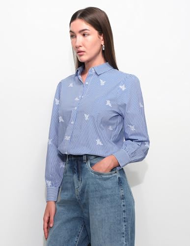Relaxed Striped Shirt with Embroidery