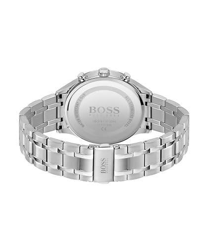 BOSS Hugo Stainless Steel Gallant Analog Black Dial Men Watch-1513891, Silver Band