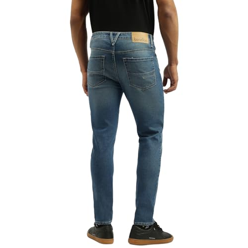 United Colors of Benetton Solid Low Crotch Fit Jeans (Size: 32)-25A4MBOO5025I901 Blue