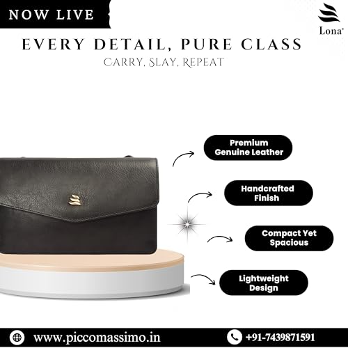 Lona Premium Minimalist Leather Clutch – Envelope Silhouette with Subtle Chain Detailing for Modern Elegance