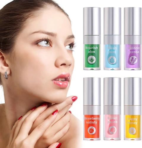 My Colors 3 Pcs Moisturizing Lip Oil Set, Hydrating Lip Glow Oil Moisturizing Lip Oil Gloss Transparent No Sticky Lip Gloss Lip Balm Lip Care for Women Girls - A, 4g