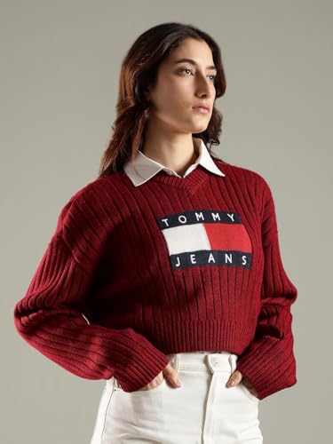 Tommy Hilfiger Regular Fit Polyester V-Neck Pullovers Sweater