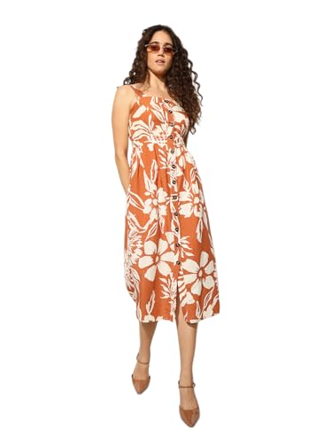 ONLY Women Fit and Flare Orange Dress