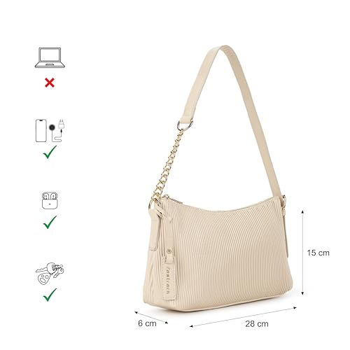 Fastrack Casual Shoulder Bag with Top Zipper Closure for Girls, Medium Size with Internal Zipper, Made with High-Quality Faux Leather, Versatile and Durable Design