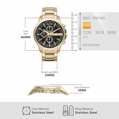 Armani Exchange Mens 46 mm Black Dial Stainless Steel Chronograph Watch - AX2137