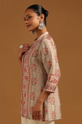 Soch Womens Beige Muslin Floral Tunic