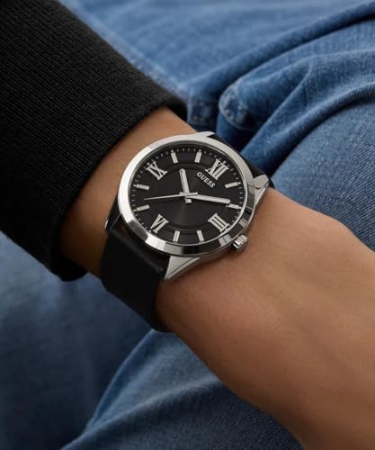 GUESS Men's Analogue Quartz Watch with Silicone Strap GW0894G1, Black, strap