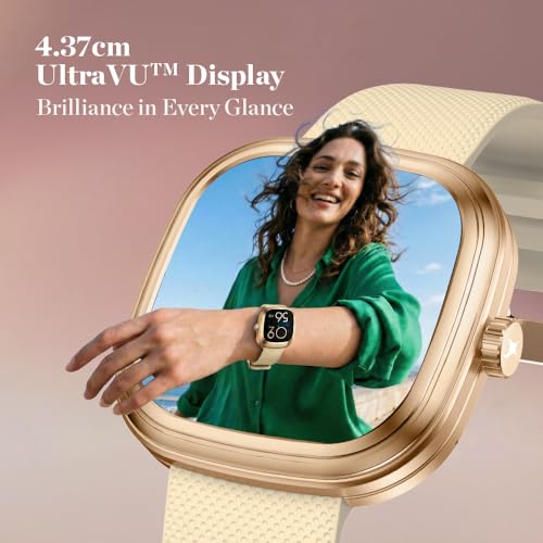 Fastrack Ryz Smart Watch for Women, 1.72” Super Ultra VU Display, Dynamic 60Hz Refresh Rate, AI Voice, Functional Crown, 1ATM, BT Calling, HRM, SpO2 & Multiple Menu Styles, 24/7 Health Suite - Black