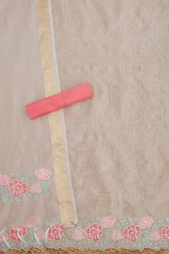 Soch Womens Beige Crushed Tissue Embroidered Unstitch Dress Material With Thread Work