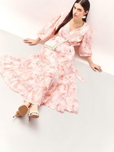 VERO MODA Women's Fit and Flare Pink Dress