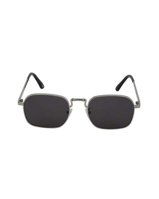 Carlton London Silver with Black Toned UV Protected Lens Rectangle Sunglass for unisex