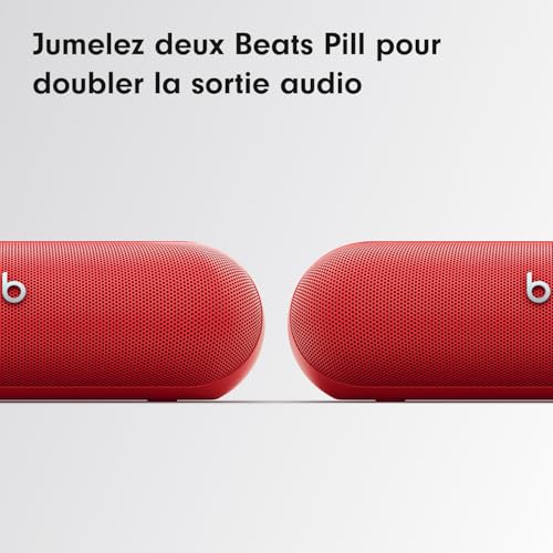 Beats Pill – Wireless Bluetooth Speaker and Portable Charger via USB-C – Up to 24 Hours Battery Life, IP67 Water Resistant, Apple & Android Compatible, Built-in Microphone – Statement Red