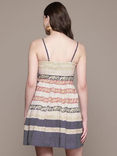 Label RITU KUMAR Ecru Elina Square Neck Short Dress