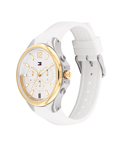 Tommy Hillfiger Sienna Quartz Multifunction Silver Dial White Silicone Strap Watch for Women