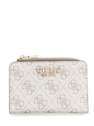 Guess Dark Taupe Logo Printed Zipper Laurel Zip Around Wallet