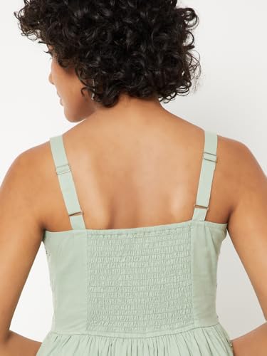 Max Women Schiffli Tiered Dress (Green_XL)