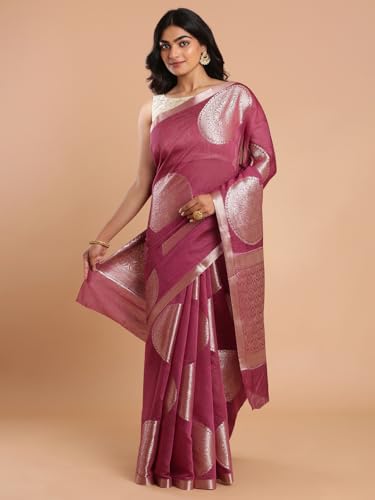 Kalyan Silks Rani Pink Jerry Design Cotton Silk Saree